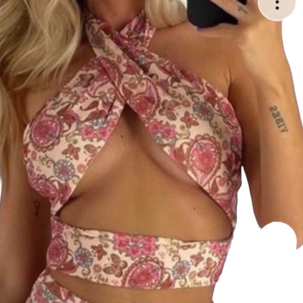 Tiger Mist Paisley Print Crop Top